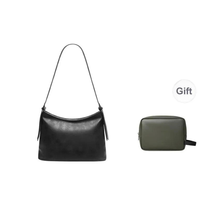 Gaston Luga PU Shoulder Bag, Crossbody Bag Women's Elegant Black/Vintage Brown-0
