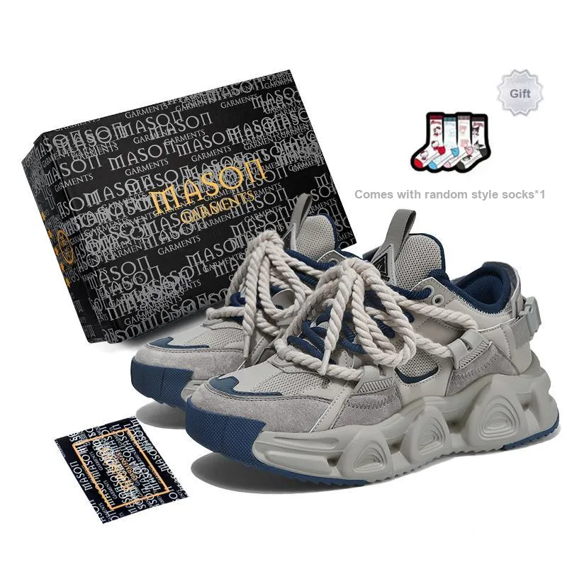 Masongarments Storm 1 Cushioned Wear Resistant Breathable Height Increasing Low Top Chunky Sneakers Unisex Haze Gray-5