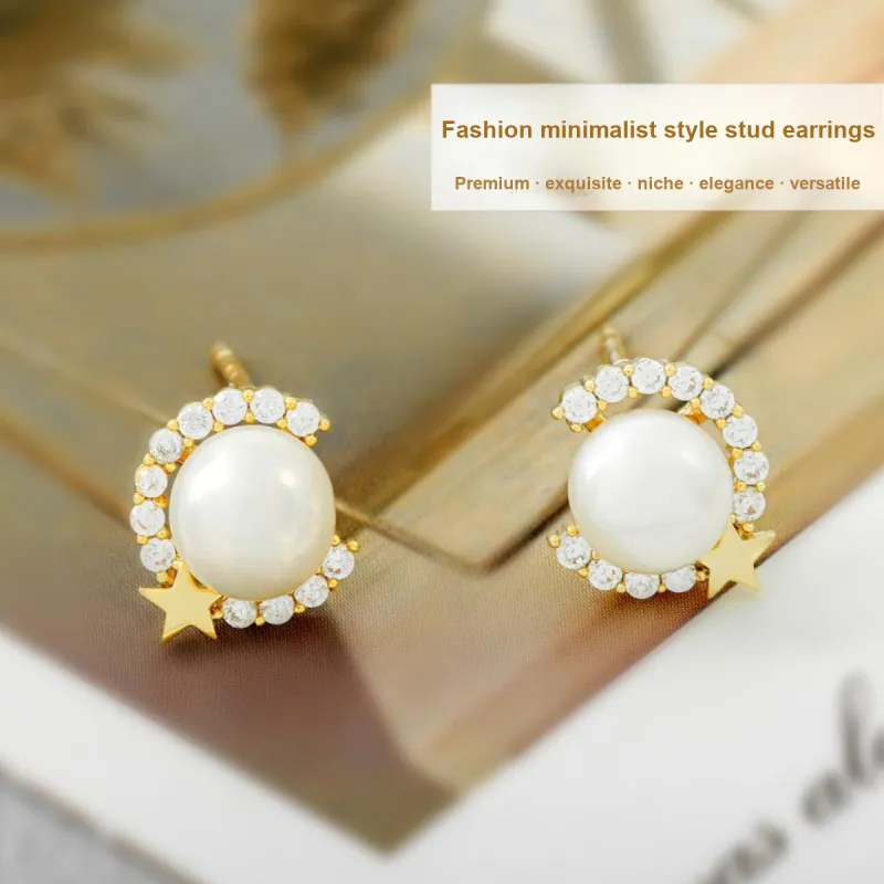 Taste The Color Pearl Stud Earrings Women's-1