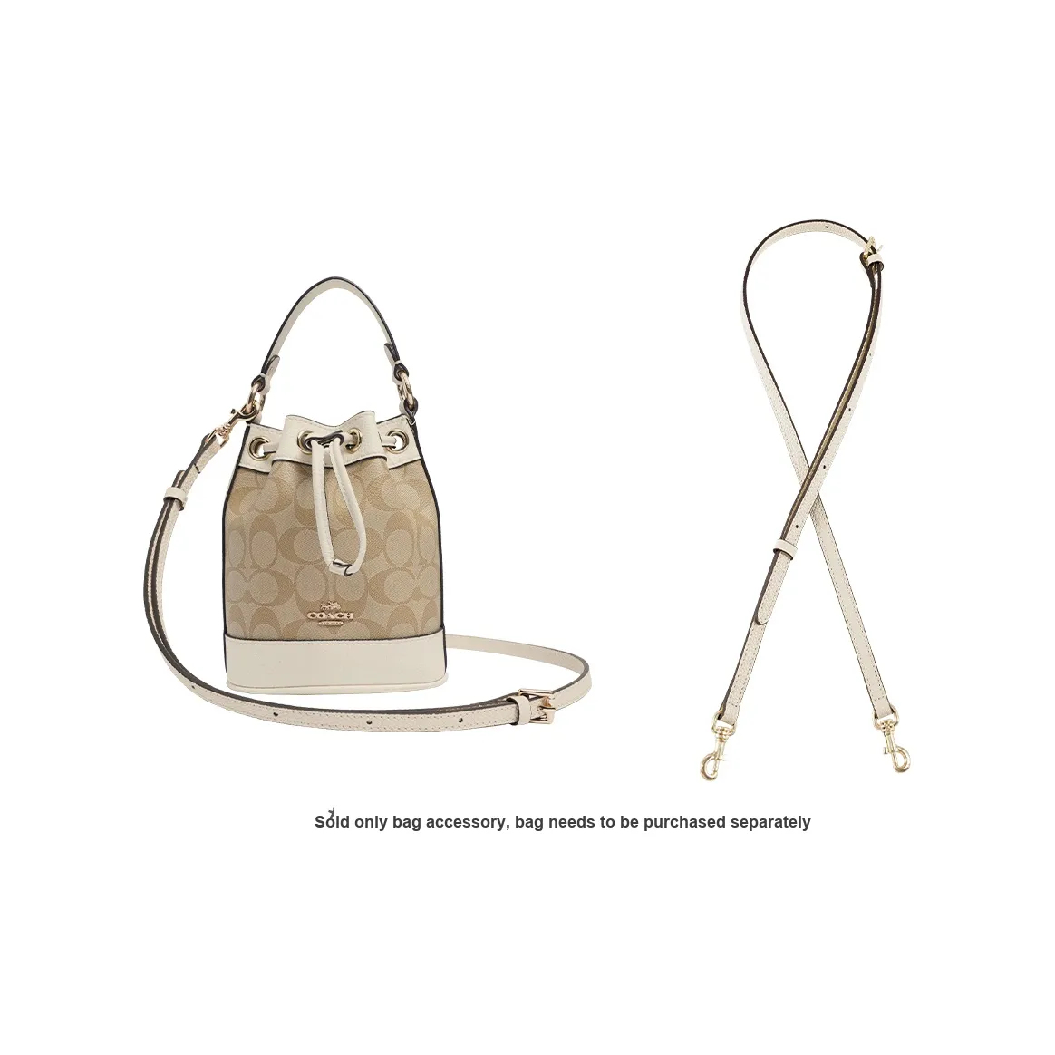 Lan Bao Fan Artificial Leather, Microfiber Bag Accessory, Modified Bag Strap Unisex Ecru