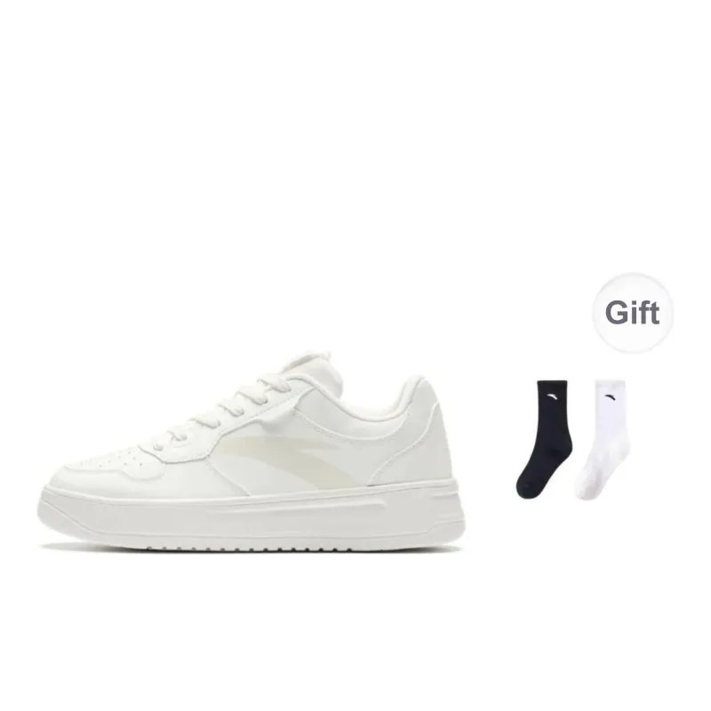 Anta Relaxed Slip-Resistant Cushioning Low-Top Skateboard Shoes Men's White-10