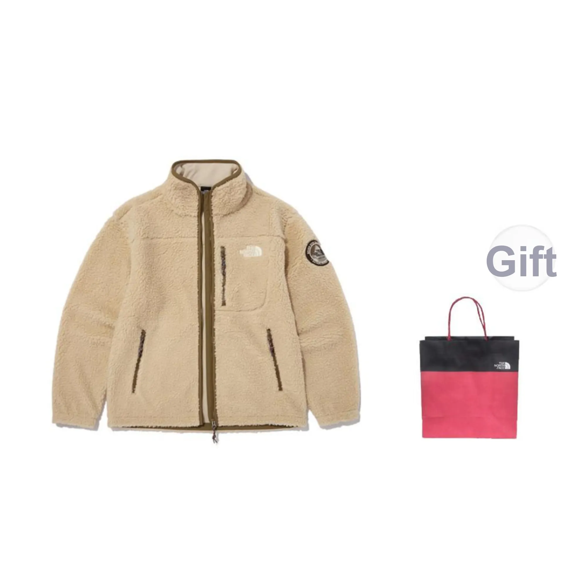 THE NORTH FACE Velvet feel Coat Unisex Yellow+Shopping Bag