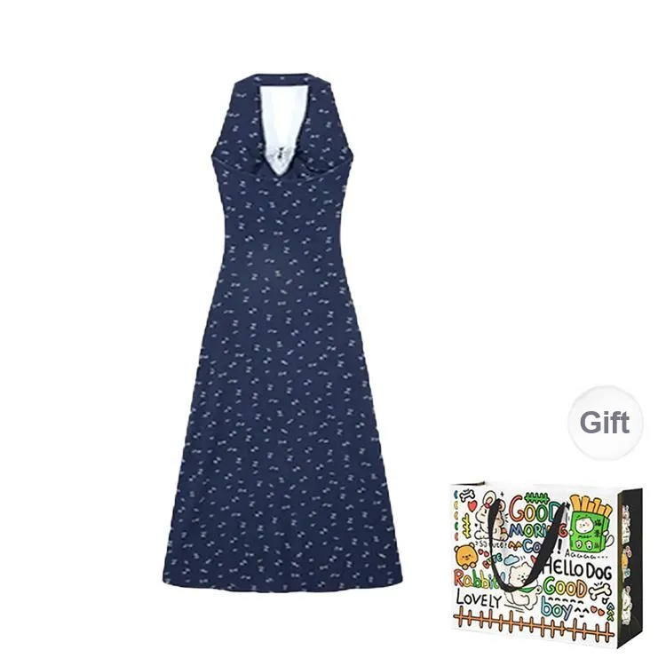 DEDY Sleeveless Dress Women's Navy Blue-1