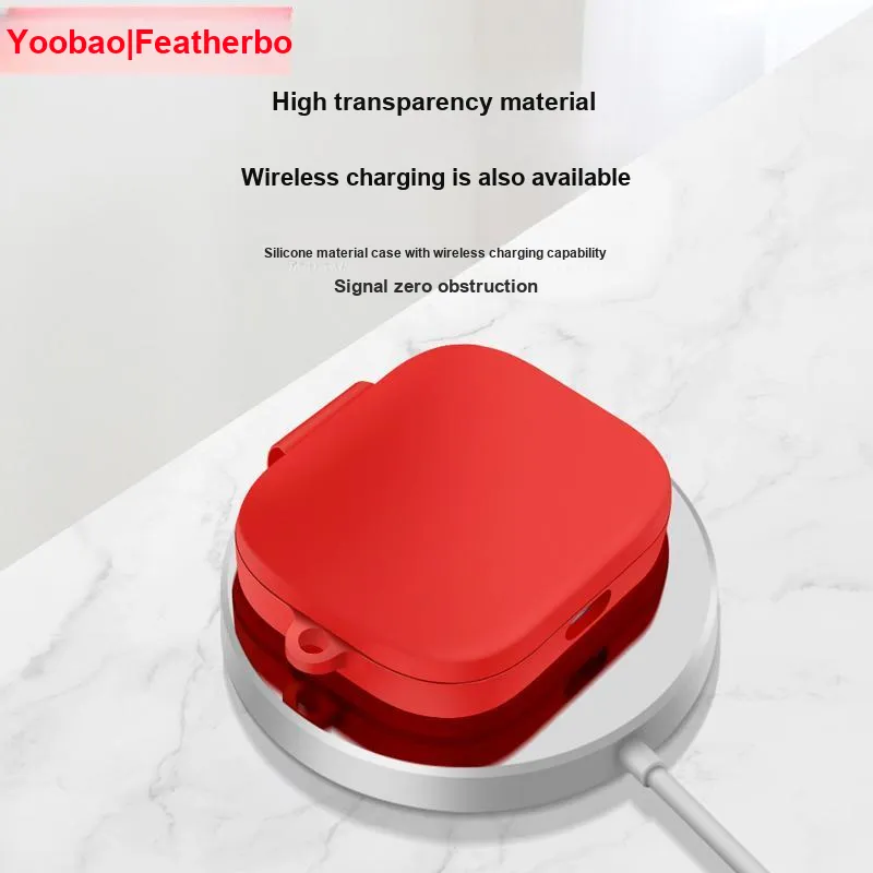 Yoobao Compatibility Red Beige Buds6 Silicone Active Impact Resistant With Hooks Headphone Cases-2