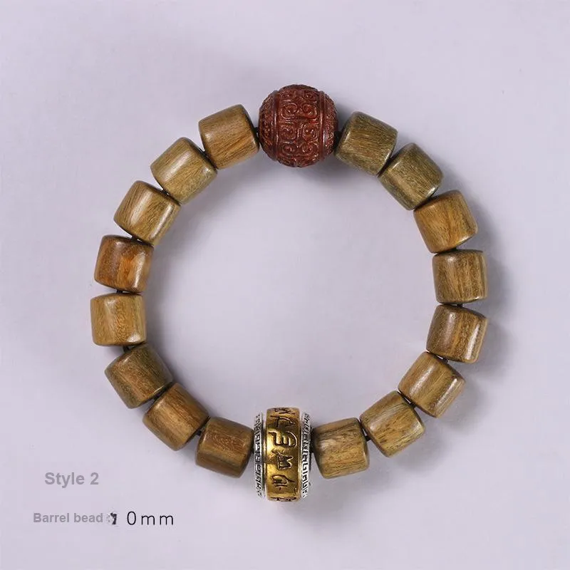 HANCANG Green Sandalwood Single Wrap Beaded Bracelet Unisex-5