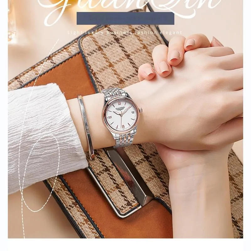 GUANQIN GJ16185.MGD Automatic Mechanical Movement Stainless Steel Watchband Watch Women's Watch White Dial-4
