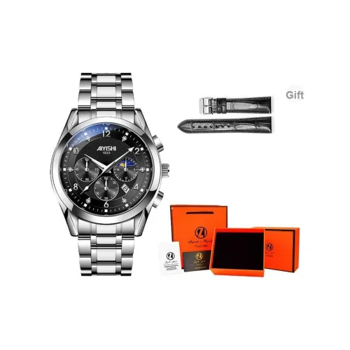 AIYISHI Наручные часы Кварцевый механизм Черный циферблат Мужские часы
