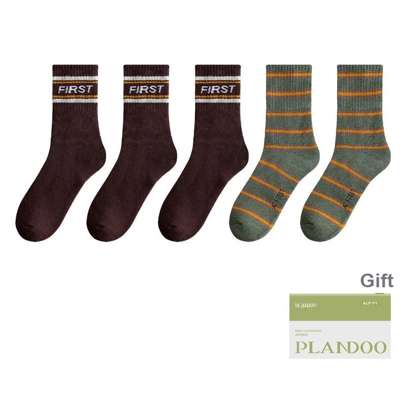 PLANDOO Mid Calf Socks Men's Shopping Bag 5 Pack-8