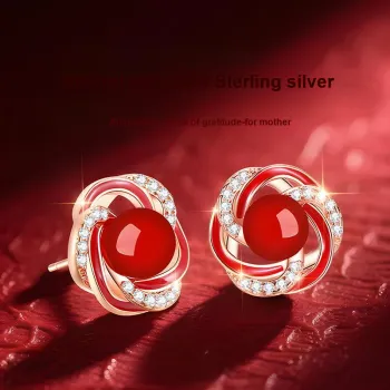 EAST BEAUTY Agate Stud Earrings Women's