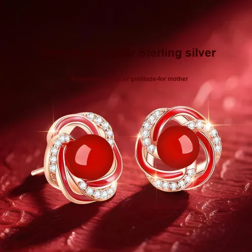 EAST BEAUTY Agate Stud Earrings Women's