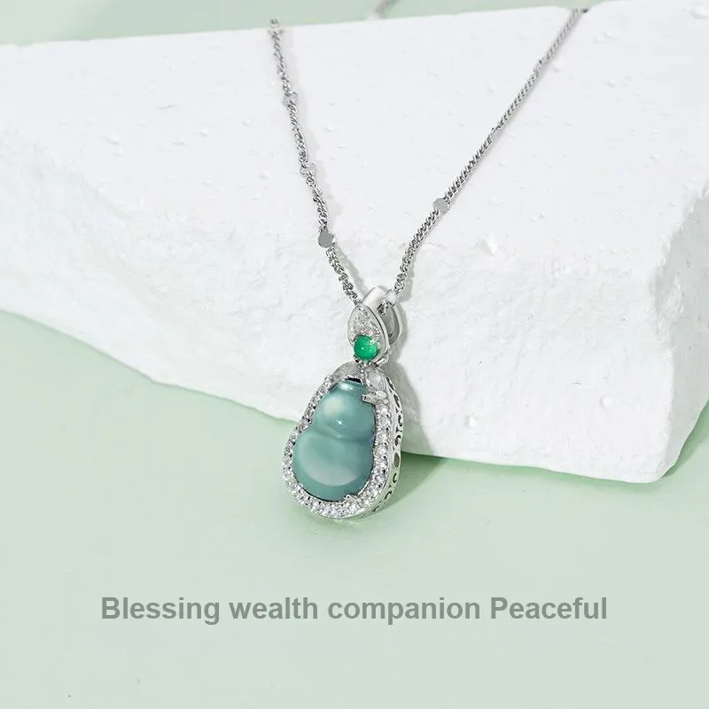Long Fu Ice Glutinous Jadeite Necklaces Women's-1