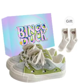 BINGO DUCK Slip Resistant And Breathable Low Top Skateboard Shoes Women's Green