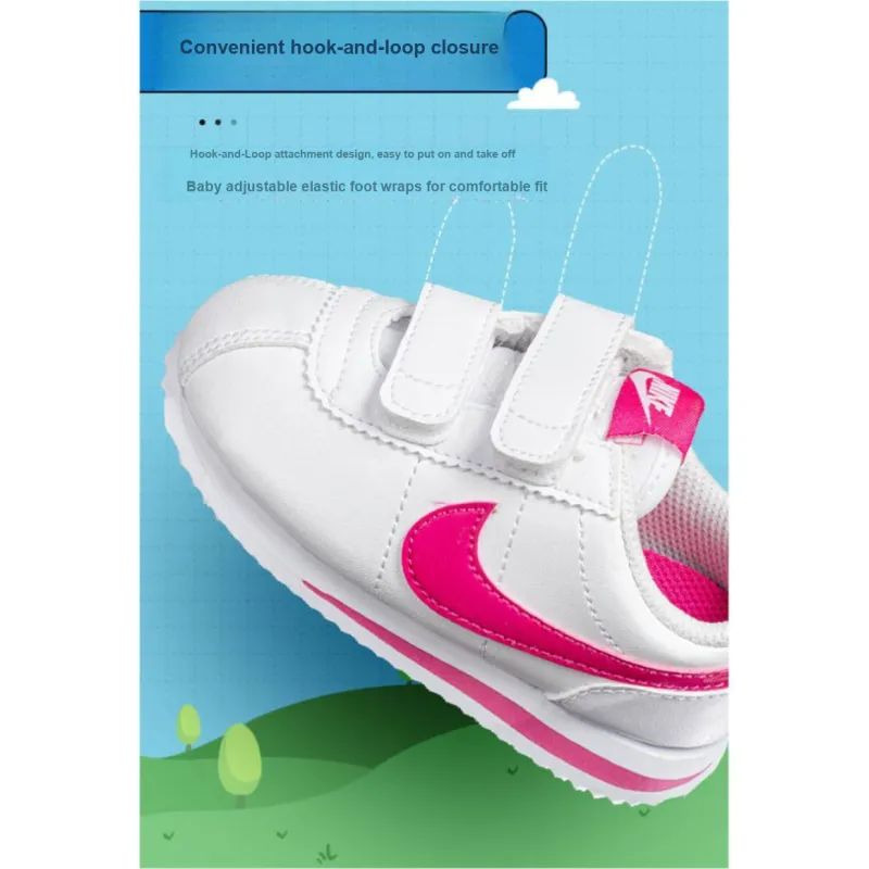 Nike Basic SL Slip-Resistant Cushioning Wear-Resistant Low-Top Running Shoes Pink White Infant And Toddler-3