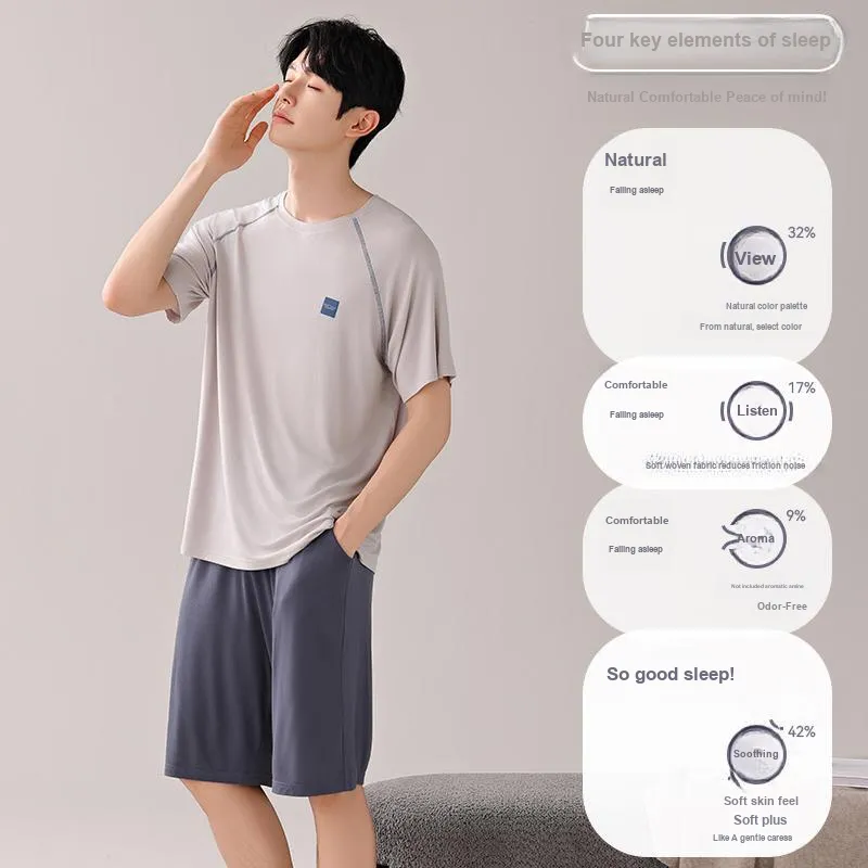 MIIOW Cool One Summer Series Pajama Set Men's Light Gray-2