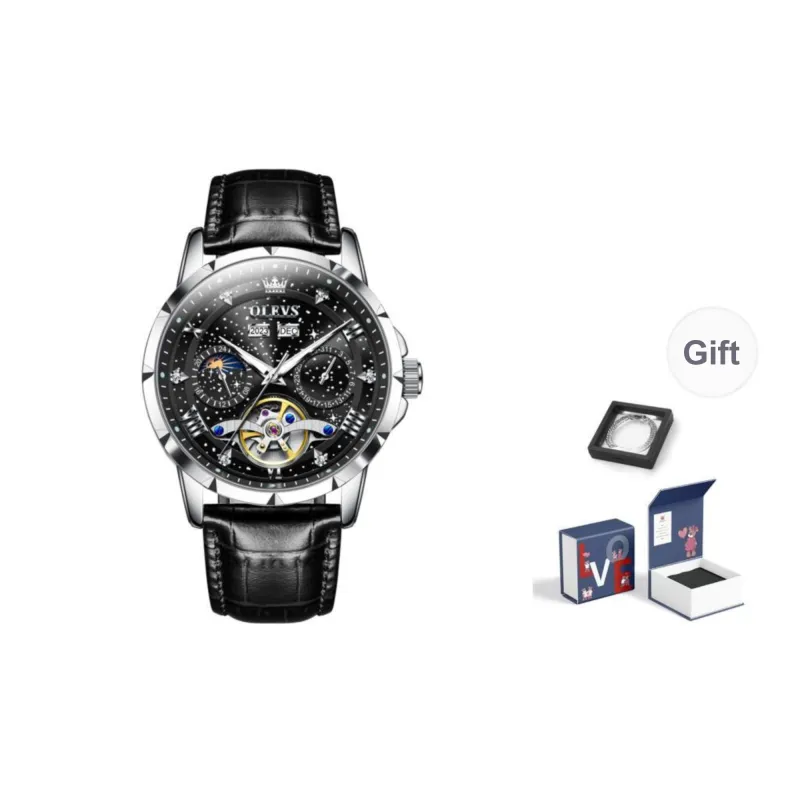 OLEVS Automatic Mechanical Movement Stainless Steel Watchband Watch Men's Watches Black Dial-38
