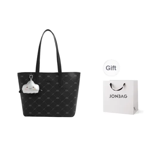 JONBAG PVC Shoulder Bag Large Size Women's Classic Black/Light Gray Blue