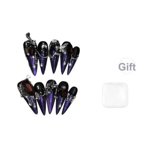 SHANGSHIQIN Металл Темный Стиль Осветляющий Ногти Цепочка с Горным Хрусталем False Nail Треугольный Средний ЛАДЬЕР