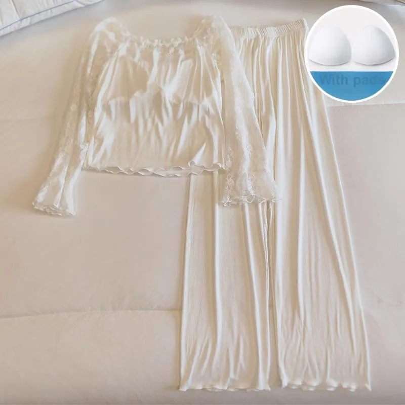 Sleeping Beauty Pajama Set Women's Milk White-5