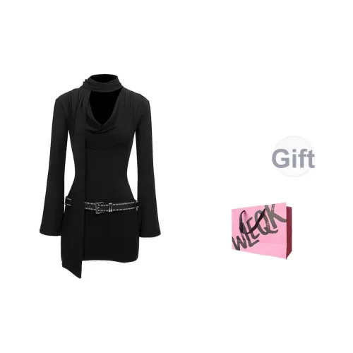 WLEQK Длинное платье с длинными рукавами женское