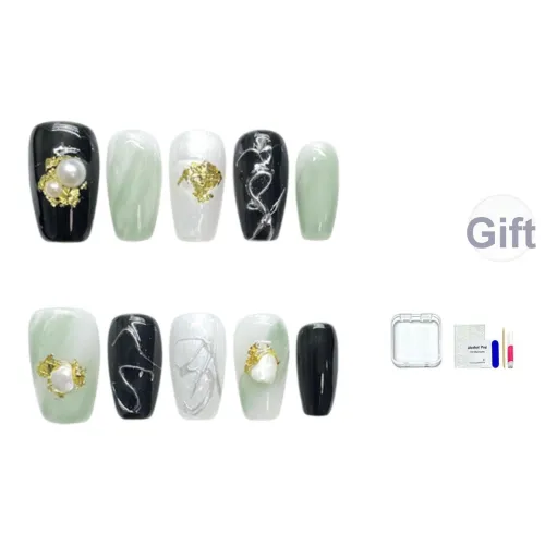 JINGCHANXUE Ручной работы Оболочка Балет Роскошь False Nail Короткий LADDER Жадеит Зеленый Смузи Мелкие блестки 14mm