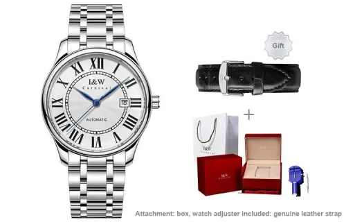 I&W CARNIVAL HWGUOJI Automatic Mechanical Movement Stainless Steel Watchband Watch Unisex White Dial