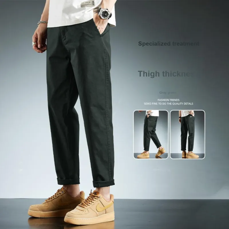 Tonlion Casual Pants Men Gray Green-5