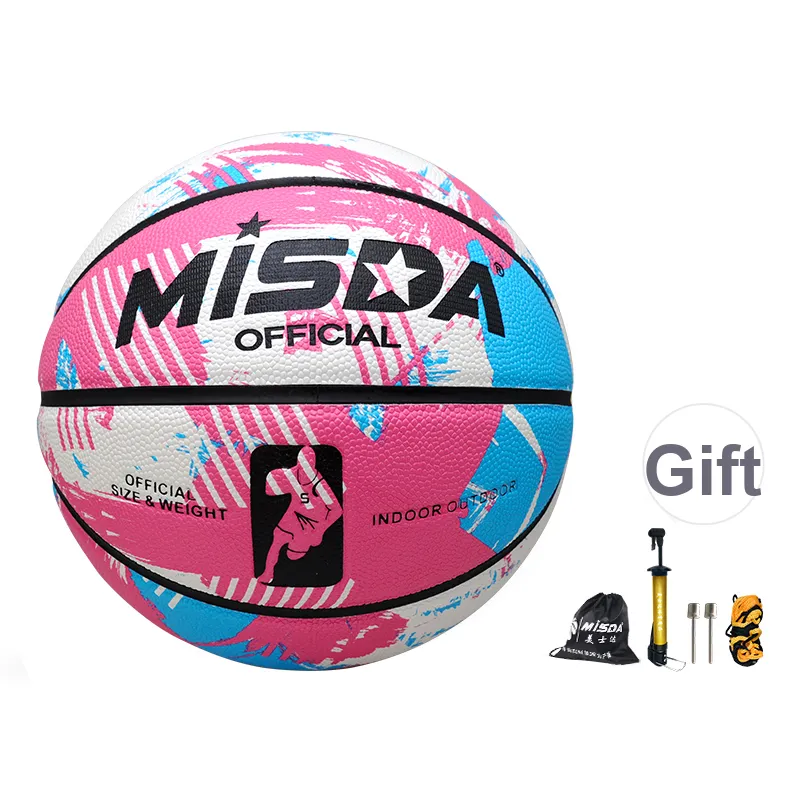 MISDA PU Basketball Pink Blue White Size 7 Size 6 Size 5 Training Unisex-1