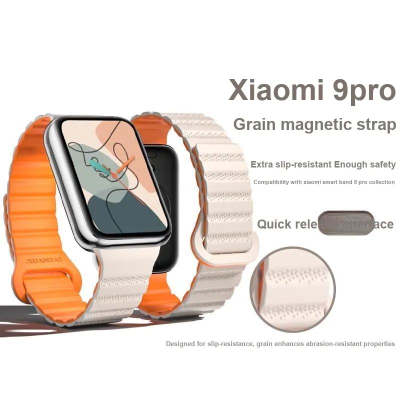IBOANN Watch Band Xiaomi, Red Beige Compatibility Silicone Material-10