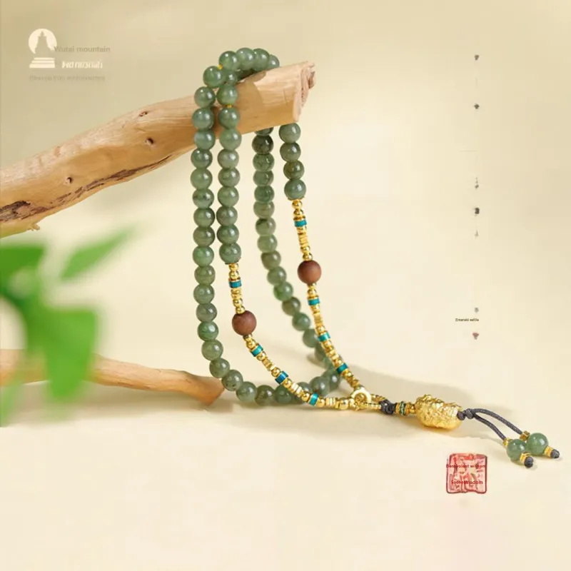 Mount Wutai Ice Glutinous Jadeite Necklace #Good Luck Unisex-1