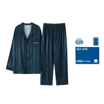 Qin Jing Pajama Set Men's Navy Blue