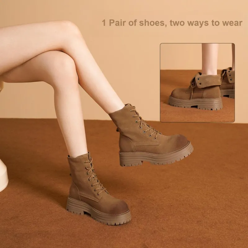 HUANAI Ankle Boots Women's Yellow-3
