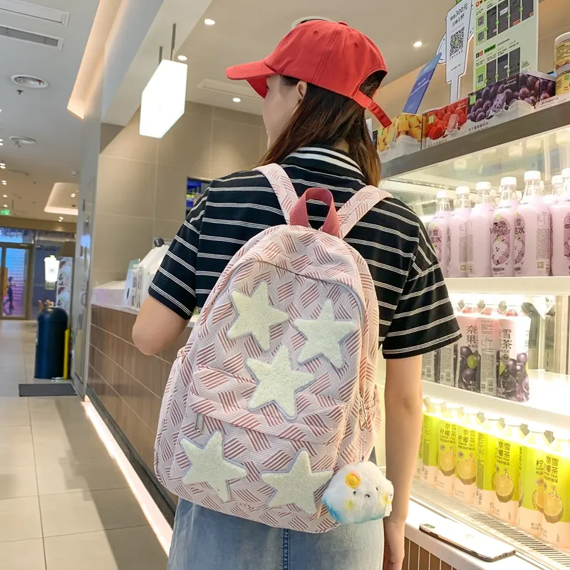 Parker Bear Nylon Backpack Unisex Gray/Blue/Green/Light Pink/Dark Pink-16