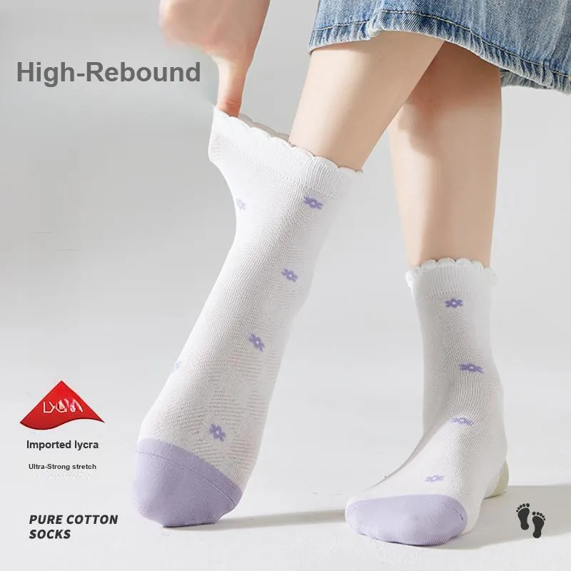 Lan Miao Mid Calf Socks Women's 4 Pack-3