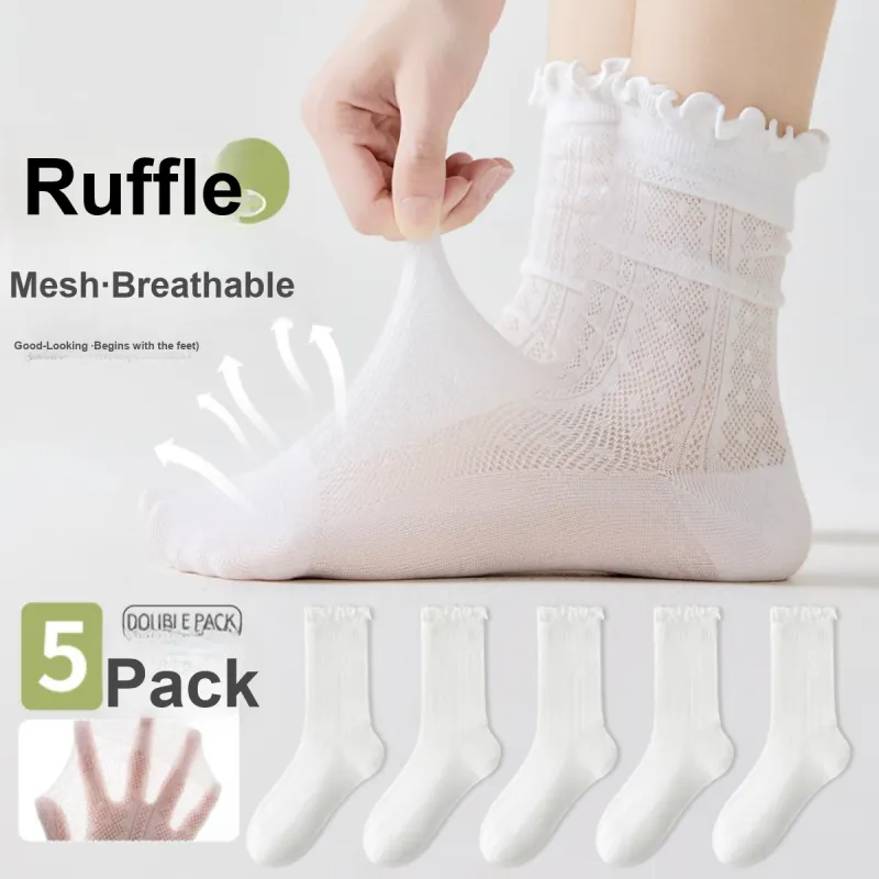 MIIOW Mid Calf Socks Women's 5 Pack-7