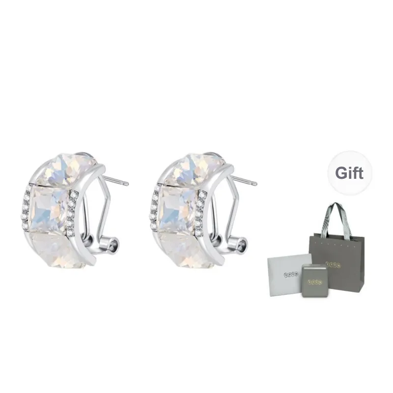 YPYN Alloy Stud Earrings Women's Silver-0