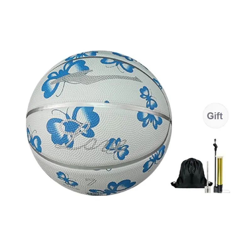 Erke Rubber Basketball Blue White Size 7 Ball Training-1
