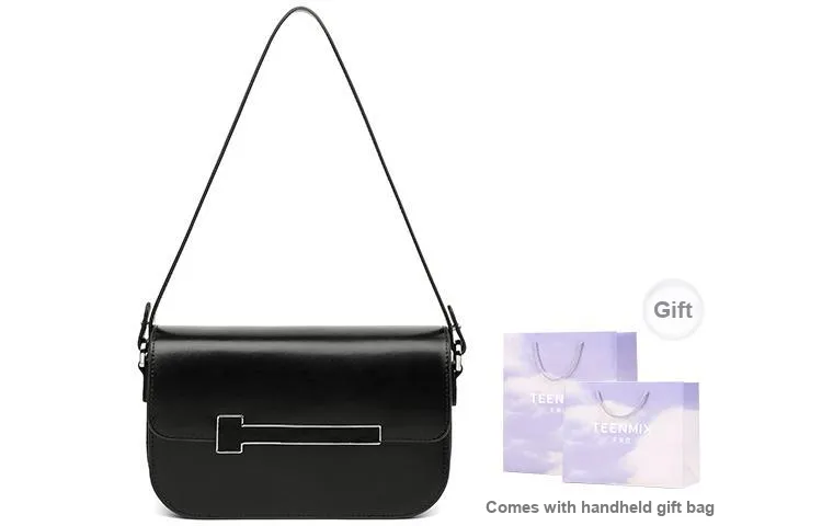 Teenmix Cow Leather Tofu Bag Small Square Bag Underarm Crossbody Bag, Shoulder Bag Regular Women's Brown/Black/Red-20