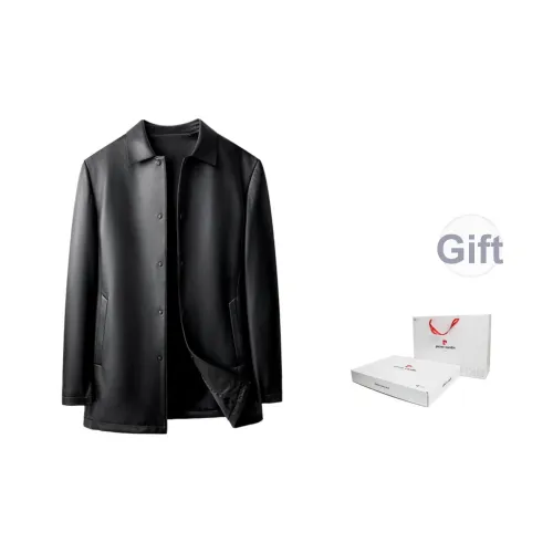 PIERRE CARDIN Кожа Куртка Мужская Черная