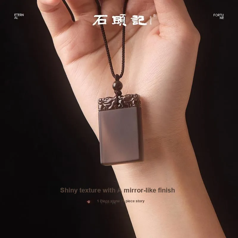 Stone Notes Obsidian Necklaces Unisex-2
