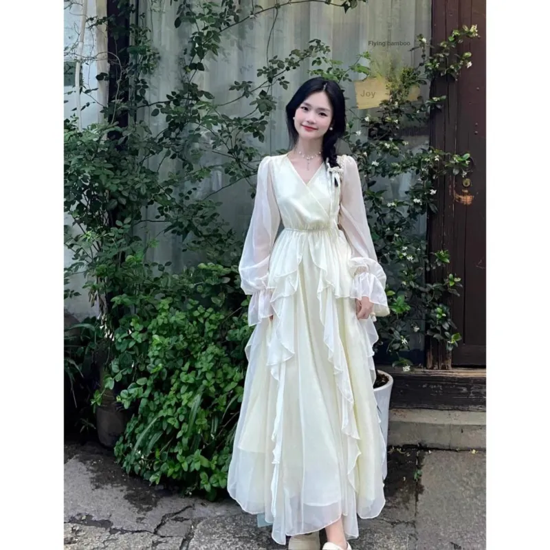 Lookinto Long Sleeved Dresses Women's Apricot-4