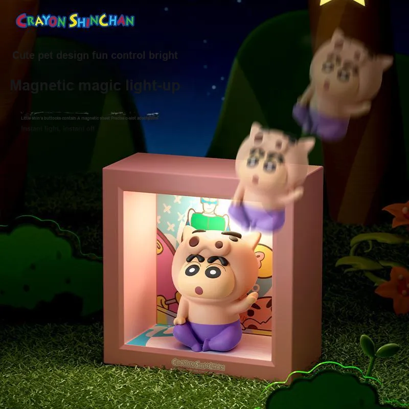 ROCK x Crayon Shinchan Photo Frame Night Light Buriburizaemon Little Xin Chibi Figures-4