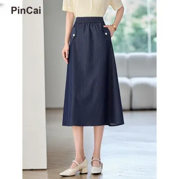 Taste The Color Casual Long Skirt Women's Blue