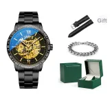J8014G2 Black Gold-Plated Steel[Premium Green Box+Crocodile Leather Strap+Möbius Bracelet]