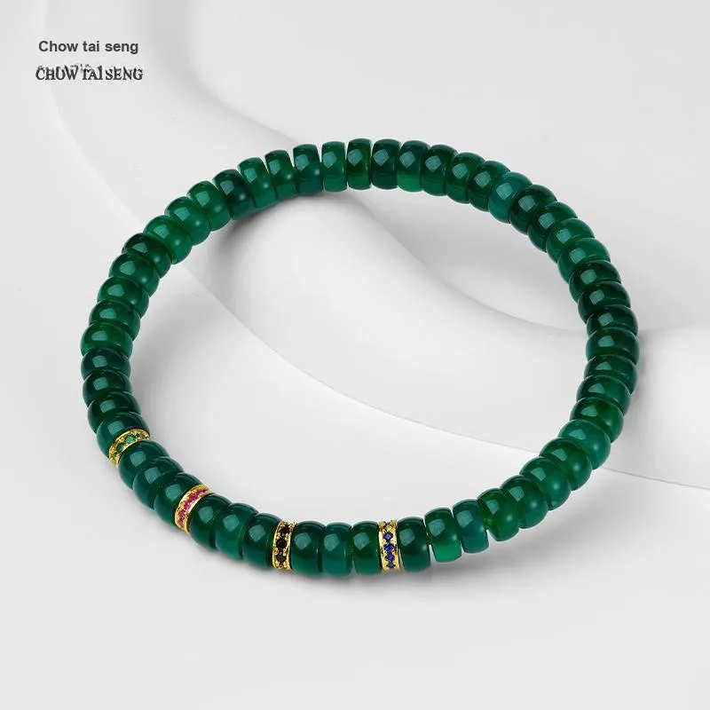 CHOW TAI SENG Agate New Chinese Style Beaded Bracelet Unisex-4