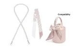 1.2cm Width Pearl Silver Plate Buckle 120cm+Pink Monogram Silk Scarf