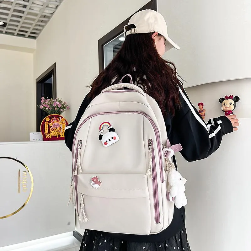 CORE BIRD Nylon Backpack Pink/Ecru/Green/Blue/Black-4