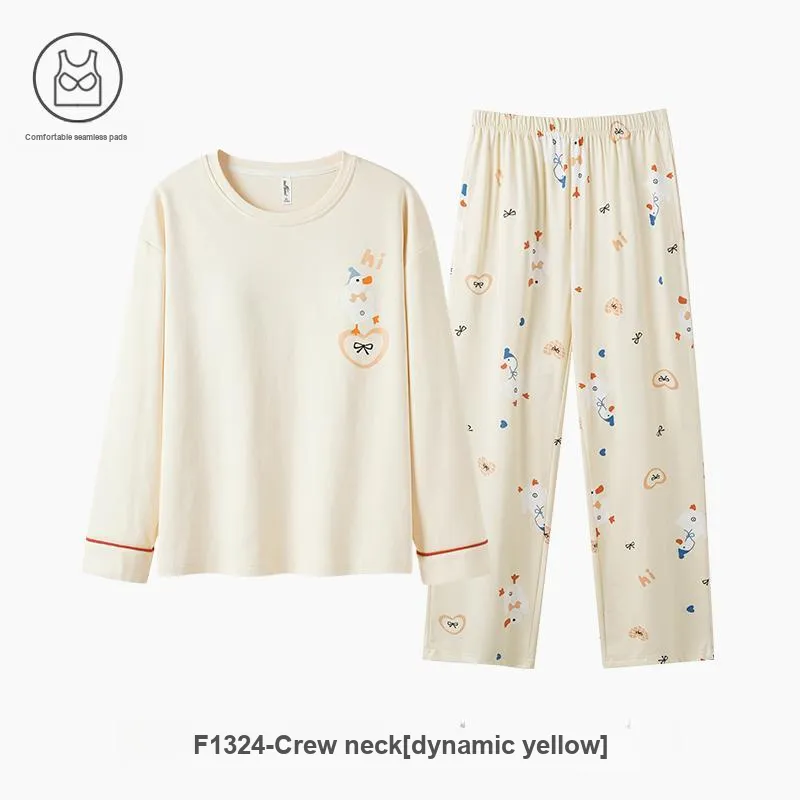 ZAO FU NIAO Pajama Set Women's Dynamic Yellow-2