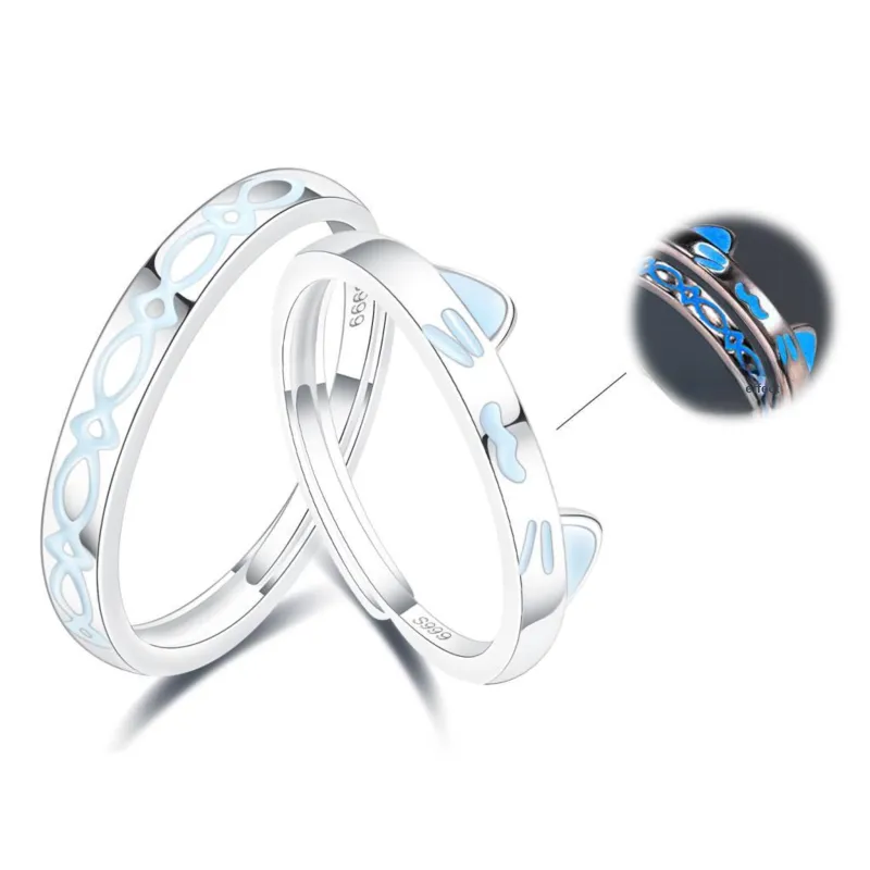 LAOYINFANG Sterling Silver Couple Rings Unisex-1