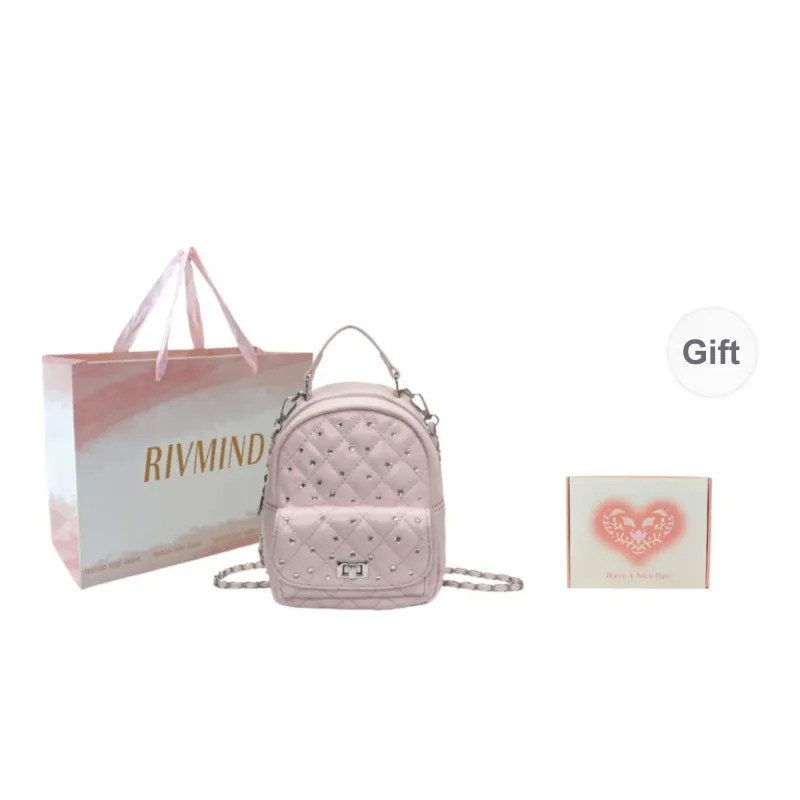 RIVMIND PU Backpack Regular Women's White/Black/Yellow/Pink-25