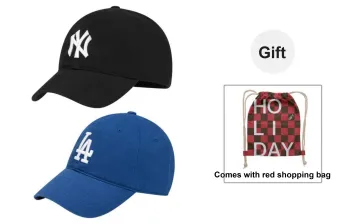 MLB Los Angeles Dodgers New York Yankees Cotton Baseball Caps Unisex Black+Blue Two-Piece Shopping Bag